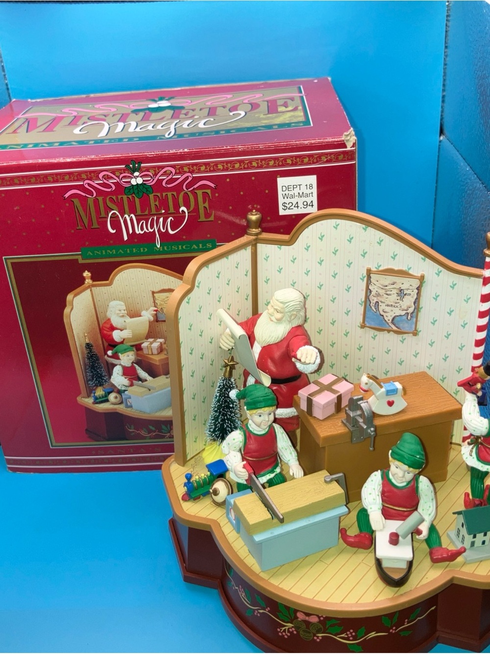 Mistletoe Magic Red and Green Animated Santa & Elves Holiday Decor